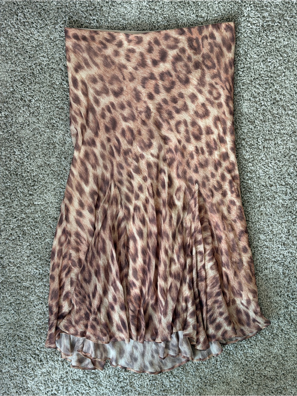 J. Crew Leopard Print Flared Midi Skirt in Brown/Tan